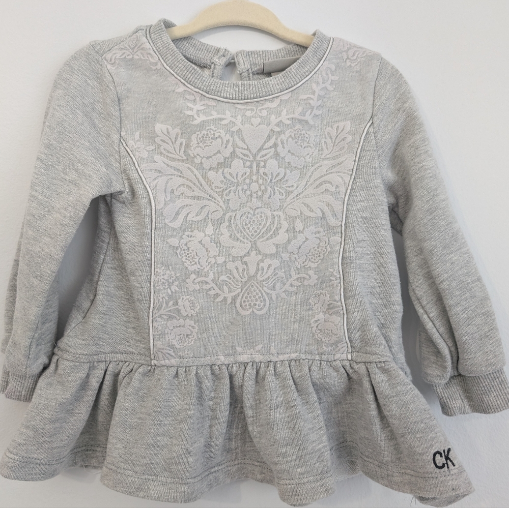 Calvin Klein Grey Peplum Sweater size 2T